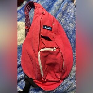 KAVU Rope Sling Bag Cotton Hot Pink Crossbody Backpack Purse Handbag